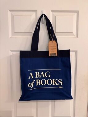 Barnes & Noble Navy "A Bag of Books" Canvas Tote NEW WITH TAGS